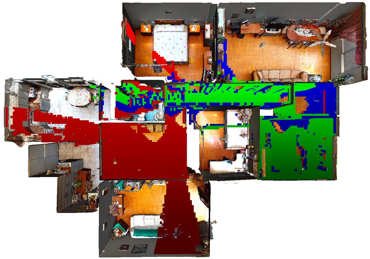 Predicted occupancy merges cleanly with real observations.